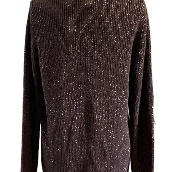 Lane Bryant Women's Dark Brown Gold Metallic V Neck Plus Size Fall Sweater 14/16 - Picture 3 of 6